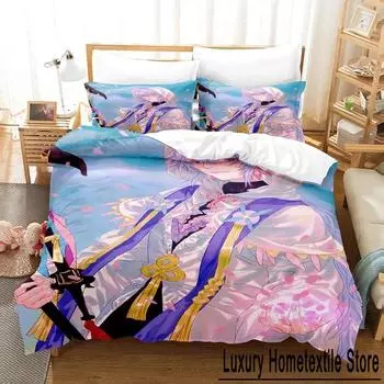 3D Print Anime Fate Grand Order, Merlin Bedding Set Single Twin Full Queen King Size Bed Set Aldult Kid Bedroom Duvet cover Sets 70x133cm 2pcs