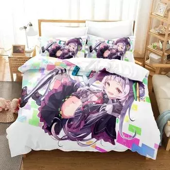 3D-принт аниме Murasaki Shion Комплект постельного белья Пододеяльник Постельный комплект Одеяло Чехол Наволочка Одеяло размера king-size Для мальчиков Взрослых EU single(135x200cm)