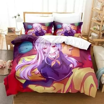 3D-принт аниме No Game No Life Комплект постельного белья для мальчиков и девочек Twin Queen King Size Пододеяльник Наволочка Кровать для мальчиков и девочек Взрослый 70x133cm 2pcs