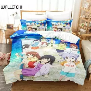 3D-принт аниме Non Non Biyori Комплект постельного белья Пододеяльник Постельный комплект Одеяло Наволочка Одеяло размера king-size Для мальчиков Взрослых 70x133cm 2pcs