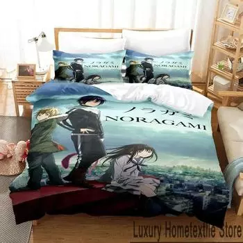 3D Print Anime Noragami Bedding Set Duvet Cover Bed Set Quilt Cover Pillowcase Comforter king Queen Size Boys Adult Bedding Set 70x133cm 2pcs