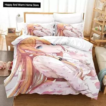 3D Print Anime Princess Connect! Re: Dive Bedding Set Single Twin Full Queen King Size Bed Set Adult Boy Bedroom Duvetcover Sets EU single(135x200cm)