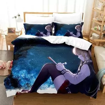 3D Print Anime Saekano Megumi Kato Bedding Set,Duvet Cover Bed Set Quilt Cover Pillowcase,King Queen Twin Size Boys Girls Adults 70x133cm 2pcs