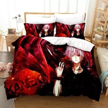 3D-принт аниме Tokyo Ghoul Комплект постельного белья Пододеяльник Постельный комплект Одеяло Наволочка Одеяло King Queen Size Постельное белье для мальчиков и взрослых EU single(135x200cm)
