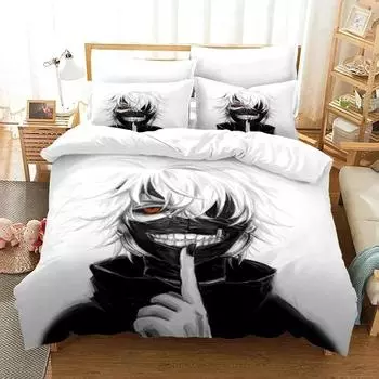 3D-принт аниме Tokyo Ghoul Комплект постельного белья Пододеяльник Постельный комплект Одеяло Наволочка Одеяло King Queen Size Постельное белье для мальчиков и взрослых 70x133cm 2pcs