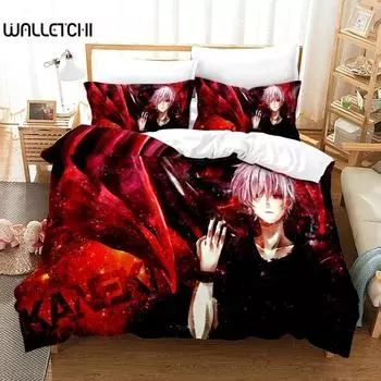 3D-принт аниме Tokyo Ghoul Комплект постельного белья Пододеяльник Постельный комплект Одеяло Наволочка Одеяло King Queen Size Постельное белье для мальчиков и взрослых 70x133cm 2pcs