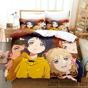 3D Print Anime Wonder Egg Priority Bedding Set Duvet Cover Bed Set Quilt Cover Pillowcase Comforter king Queen Size Boys Adult EU Single 135x200cm
