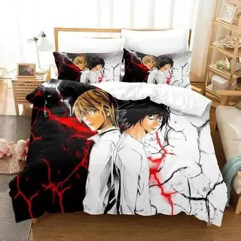 3D-принт Death Anime Note Комплект постельного белья для мальчиков и девочек Twin Queen King Size Пододеяльник Наволочка Кровать для мальчиков Взрослый Домашний текстиль EU Single 135x200cm