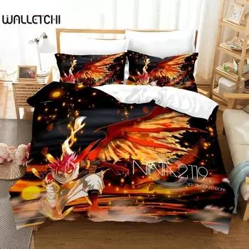 3D-принт Fairy Tail Anime Постельное белье Пододеяльник Постельный комплект Одеяло Наволочка Одеяло King Queen Size Постельное белье для мальчиков и взрослых 70x133cm 2pcs