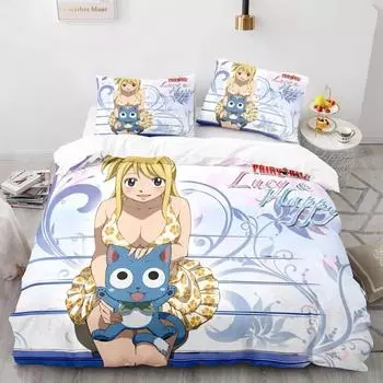 3D-принт Fairy Tail Natsu Anime Комплект постельного белья Double Twin King Пододеяльник Одеяло Наволочка Для Мальчиков Девочек Взрослых Спальня 70x133cm 2pcs