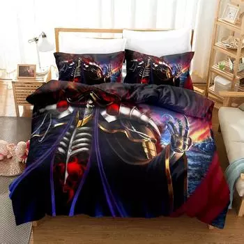 3D Print Fashion OVERLORD Bedding Set Double Twin King Duvet Cover Comforter Pillowcase Boys Girls Adults Bedroom EU Single 135x200cm