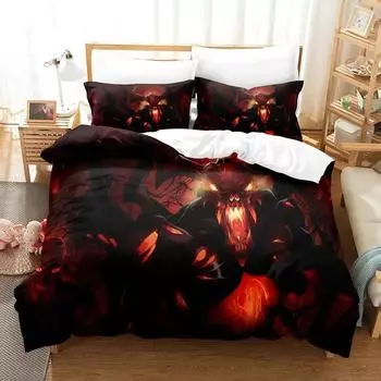 3D-принт с игрой Dota 2 Комплект постельного белья Single Double Queen King Size Пододеяльник Постельное белье в стиле аниме для взрослых Пододеяльник Наволочка EU Single 135x200cm