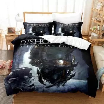3D-принт Игра Dishonored Постельное белье Пододеяльник Одеяло Постельное белье Пододеяльник Наволочка King Queen Twin Размер Мальчики Девочки Взрослые EU Twin 135x200cm