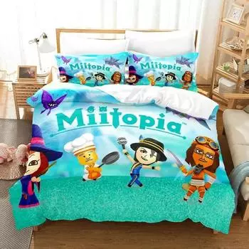 3D-принт игра Miitopia комплект постельного белья пододеяльник постельный комплект пододеяльник наволочка одеяло king size комплект постельного белья для мальчиков и взрослых EU Single 135x200cm