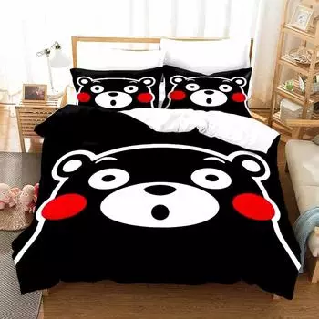 3D-принт Kawaii Cartoon Comics Kumamon Комплект постельного белья Double Twin King Пододеяльник Одеяло Наволочка Для мальчиков Девочек Взрослых Спальня 70x133cm 2pcs