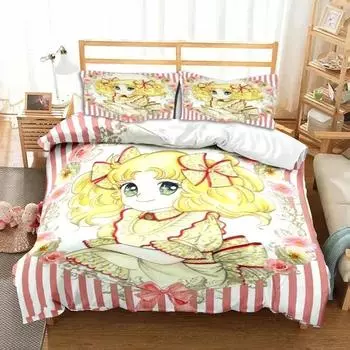 3D-принт Manga Candy Cute Cartoon Комплект постельного белья Double Twin King Пододеяльник Одеяло Наволочка Для Мальчиков Девочек Взрослых Спальня EU Single 135x200cm