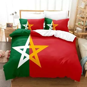 3D Print Morocco Flag Bedding Set Boys Girls Twin Queen Size Duvet Cover Pillowcase Bed Kids Adult Fashion Home Textileextile 70x133cm 2pcs