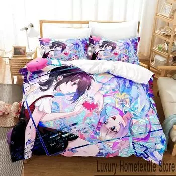 3D-принт Needy Streamer Overload Anime Комплект постельного белья для мальчиков и девочек Twin Queen King Size Пододеяльник Наволочка Кровать для мальчиков и взрослых 70x133cm 2pcs