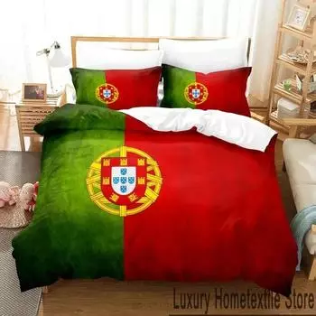 3D Print Portugal Flag Bedding Set Boys Girls Twin Queen King Size Duvet Cover Pillowcase Bed boys Adult Home Textileextile EU Single 135x200cm