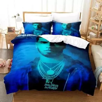 3D-принт Real Hasta la Muerte Anuel Комплект постельного белья Пододеяльник Постельный комплект Одеяло Чехол Наволочка Одеяло размера king-size Для мальчиков Взрослых EU Single 135x200cm
