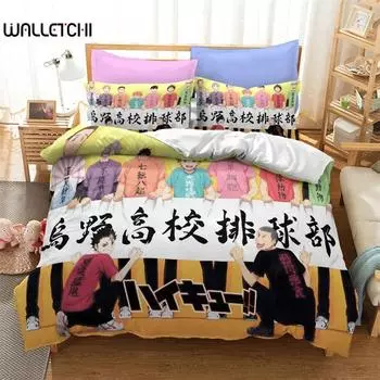 3D Printed Anime Haikyuu Bedding Sets exquisite bed supplies set duvet cover bed comforter set luxury birthday gift 135x200cm 2pcs