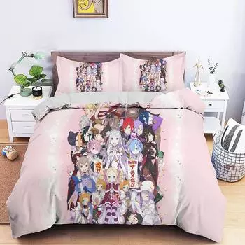 3D Printed Anime Re Zero Ram Rem 3pcs Bedding Set Duvet Cover Bedroom Comforter Single Twin King _Size Quilt Cover Home Textiles EU Twin 135x200cm