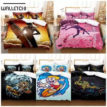 3D Printed Anime Surfing Summer Bedding Set Down Quilt Cover With Pillowcase Double SIngle King EU single(135x200cm)