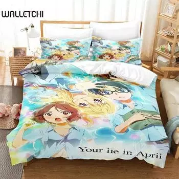 3D Printed Anime Your Lie in April Bedding Sets exquisite bed supplies set duvet cover bed comforter set luxury birthday gift 135x200cm 2pcs