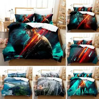 3D Printed Battlefield 2042 Bedding Set Pillowcase Duvet Cover Double Twin Full Queen King Adult Kids Bedclothes Quilt Cover 70x133cm 2pcs