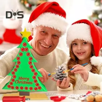3D Printed Christmas Tree Annoying Gift Box with Screwdriver Gift Card Money Cash Puzzle Box Funny Prank Novelty Gift for Friends Family Desktop зелёный