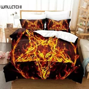 3D Printed Dark Satanic Bedding Set Pillowcase Duvet Cover Double Twin Full Queen King Adult Kids Bedclothes Quilt Cover 70x133cm 2pcs