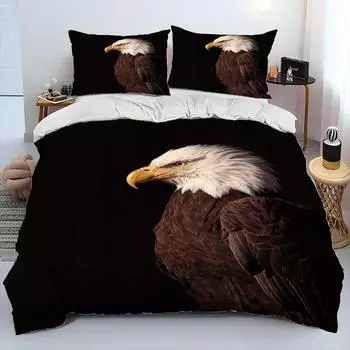 3D Printed Eagle Hawk Cartoon Comforter Bedding Set,Duvet Cover Bed Set Quilt Cover Pillowcase,King Queen Size Bedding Set Adult 70x133cm 2pcs