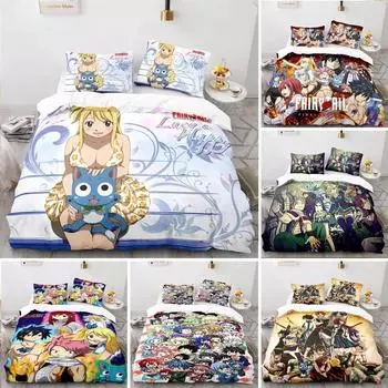 3D Printed Fairy Tail Natsu Bedding Set Duvet Cover Bedroom Comforter Single Twin King Size Quilt Cover Home Textile 70x133cm 2pcs