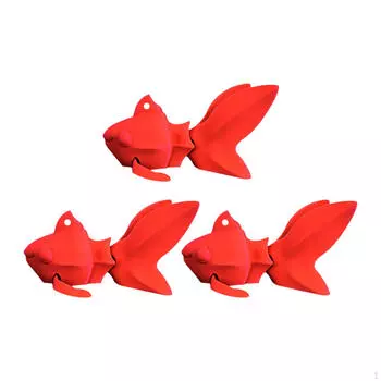 3D Printed Fish Figurine for Creative Office Decoration and Centerpiece Red