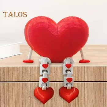 3D Printed Heart Ornament Desk Buddy with Articulated Legs Flexible Heart Figurine Fidget Toy for Kids Adults Desk Decoration 1pc красный