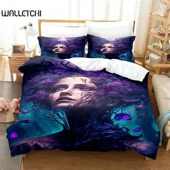 3D Printed Mother earth blacklight Bedding Sets exquisite bed supplies set duvet cover bed comforter set luxury birthday gift 135x200cm 2pcs