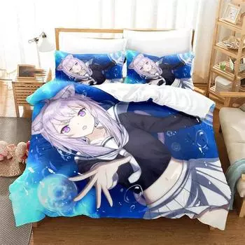 3D Printed Nekomata Okayu Bedding Sets exquisite bed supplies set duvet cover bed comforter set luxury birthday gift 135x200cm 2pcs