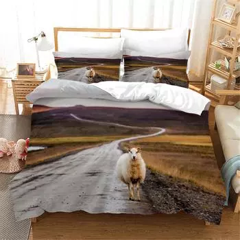 3D Printed Sheep Duvet Cover with Pillow Cover Bedding Set Single Double Twin Full Queen King Size Animal Bed Set Bedroom Decor cot size 70x133cm