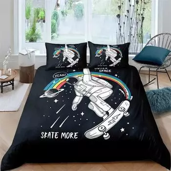 3D Printed Skateboard Bedding Set,Duvet Cover Comforter Bed Set Quilt Cover Pillowcase,King Queen Twin Size Boys Girls Adults 135x200cm 2pcs