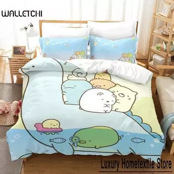 3D Printed Sumikko Gurashi Pattern Comforter Cover with Pillow Cover Bedding Set Single Double Twin Full Queen King Size Bed Set 70x133cm 2pcs