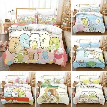 3D Printed Sumikko Gurashi Pattern Comforter Cover with Pillow Cover Bedding Set Single Double Twin Full Queen King Size Bed Set 70x133cm 2pcs
