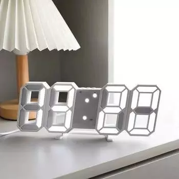 3D простые цифровые часы, украшение рабочего стола, гостиная, спальня, кабинет, настенные часы, светодиодные цифровые часы белый