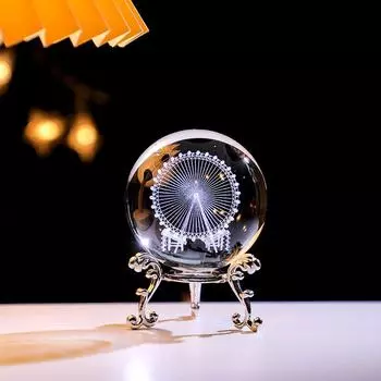 3D-резное колесо обозрения, хрустальный шар с металлическим основанием, дизайн галактики 6cm single ball; Deep sea whale