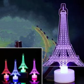 3D Романтическая Эйфелева Башня/Париж Светодиодный Ночник RGB Настольная Лампа Для Спальни разноцветный