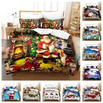 3D Рождественский комплект постельного белья Christmas Merry, пододеяльник, 2/3 шт., AU210 * 240, одноместный/двойной, роскошный домашний текстиль, праздничный подарок