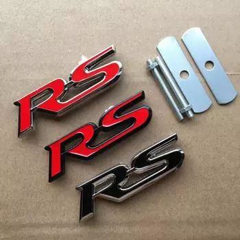 3D RS Sports Car Grille Logo Modification Decoration Metal Emblem