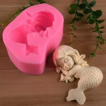 3D Русалка силиконовые украшения ручной работы мыло свечи камень плесень инструменты для украшения торта