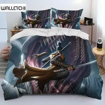 3D SekiroShadows Die Twice Game Comforter Bedding Set,Duvet Cover Bed Set Quilt Cover Pillowcase,king Queen Size Bedding Set 70x133cm 2pcs
