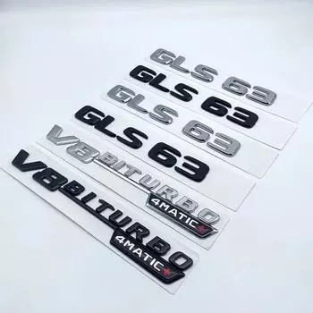 3D серебристо-черные буквы GLS63 V8 Biturbo ABS эмблема для Mercedes Benz AMG X166 Стайлинг автомобиля крыло багажника табличка с логотипом наклейка