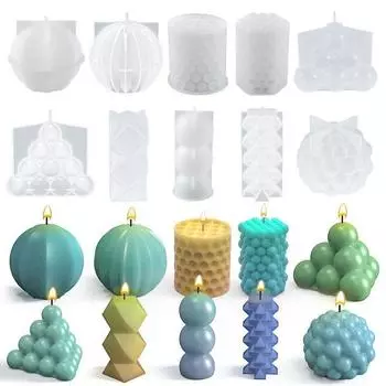 3D Silicone Candle Mold Cylindrical Bubble Round Ball Scented Aromatherapy Plaster Candle Mould DIY Cake Handmade Making Mold